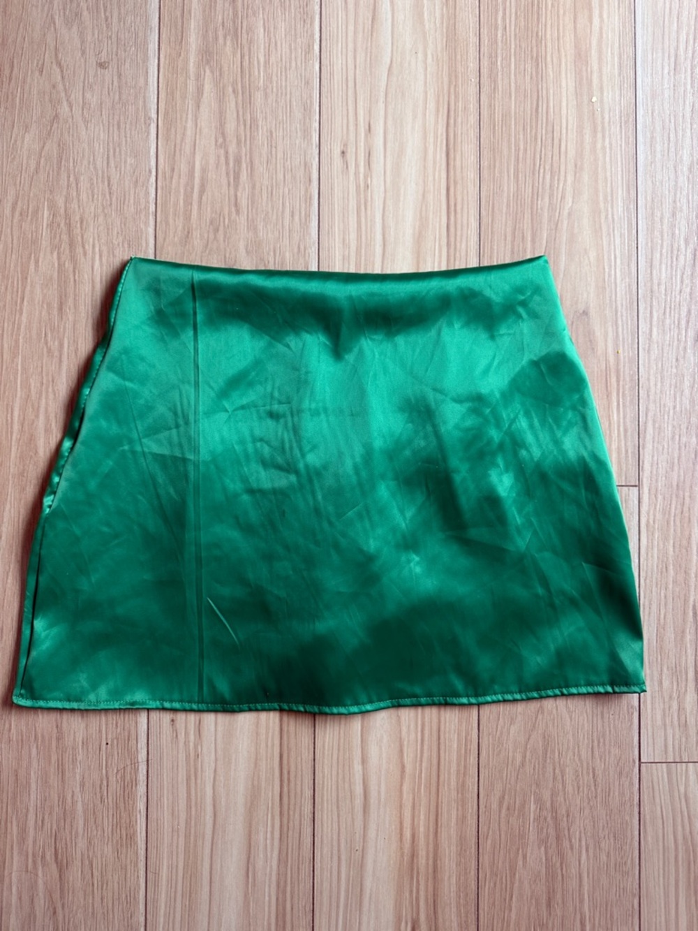 Green Satin Mini Skirt